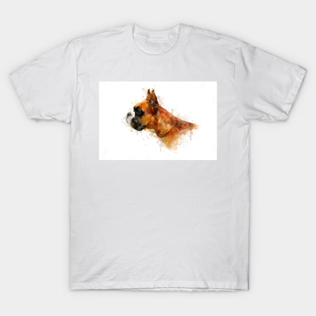 Boxer dog watercolor T-Shirt by PetsArt